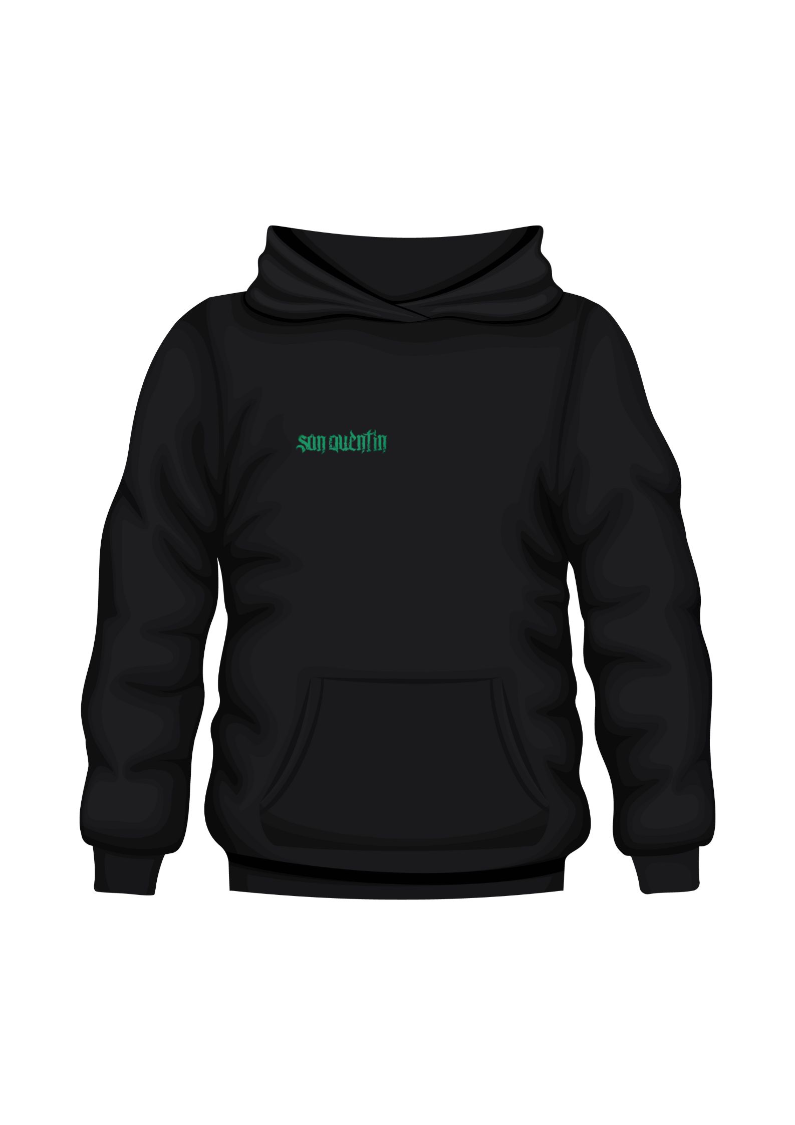 Bluza"San Quentin – Odrodzenie" | Klasyczna BIAŁA I CZARNA z kapturem - obrazek 2